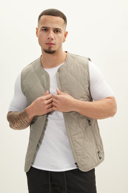 Men's Nylon Full-Zip Vest - Grey | Ron Tomson