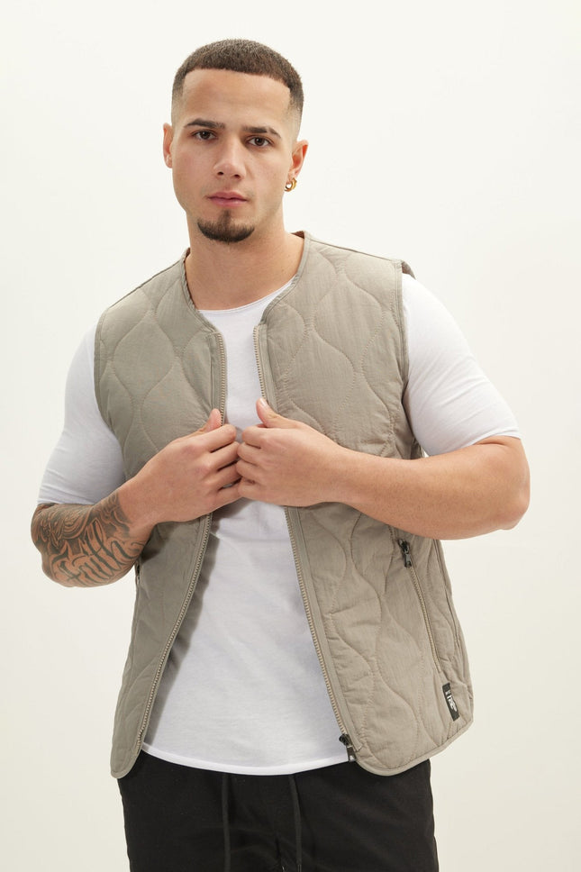 Men's Nylon Full-Zip Vest - Grey | Ron Tomson