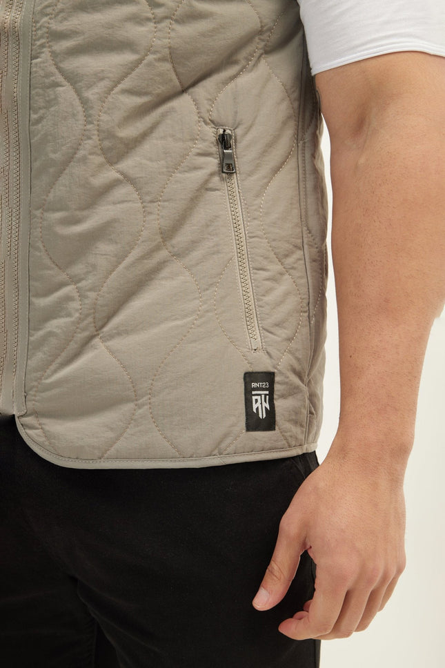 Men's Nylon Full-Zip Vest - Grey | Ron Tomson