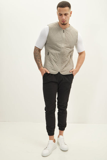 Men's Nylon Full-Zip Vest - Grey | Ron Tomson