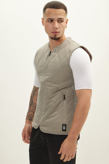 Men's Nylon Full-Zip Vest - Grey | Ron Tomson