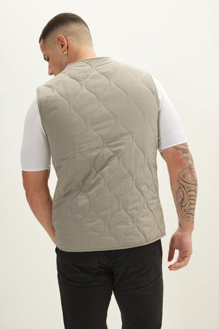 Men's Nylon Full-Zip Vest - Grey | Ron Tomson