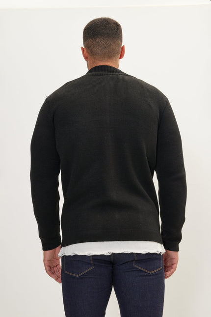 Men's Full-Zip Cardigan - Black | Ron Tomson