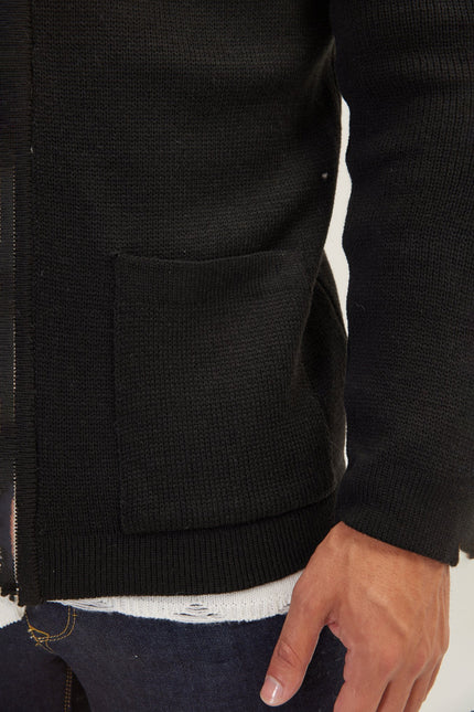 Men's Full-Zip Cardigan - Black | Ron Tomson