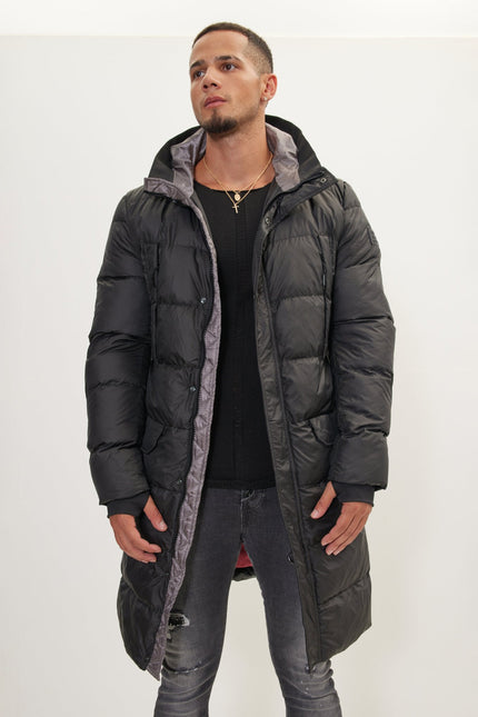 Men's Oversized Hooded Padded Parka - Black | Ron Tomson