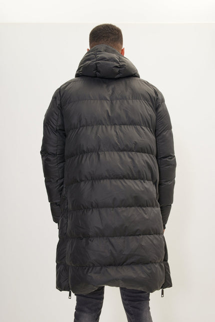 Men's Oversized Hooded Padded Parka - Black | Ron Tomson
