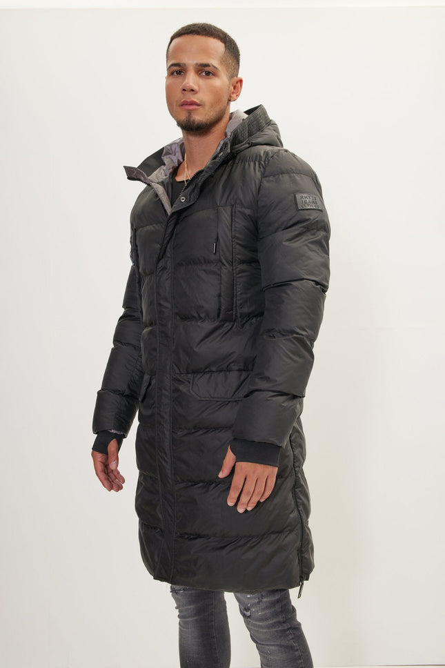 Men's Oversized Hooded Padded Parka - Black | Ron Tomson