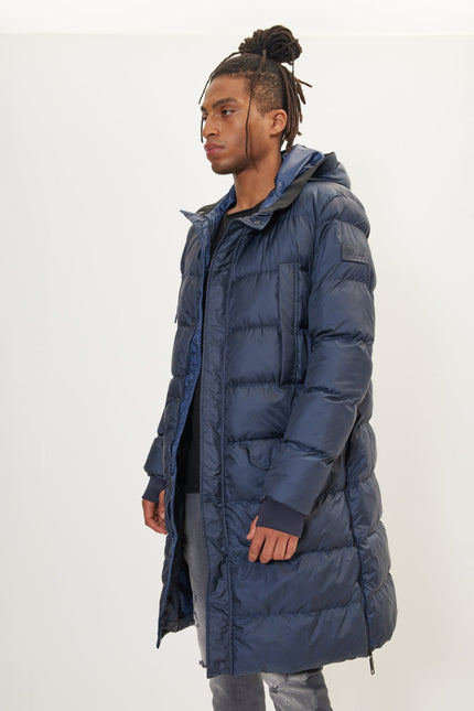 Men's Long Padded Parka - Navy | Ron Tomson