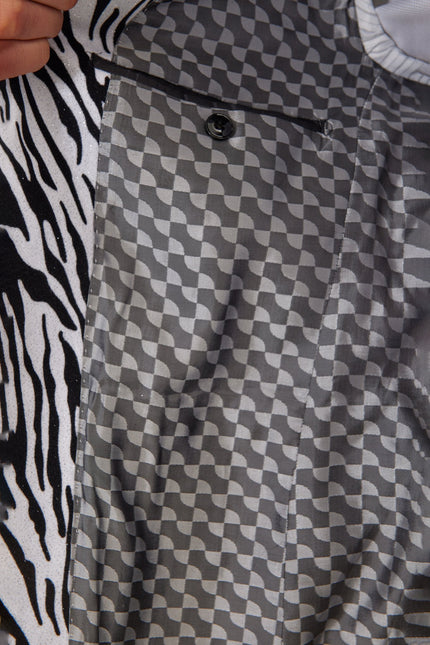 Men's Zebra Velvet Tuxedo Jacket - White | Ron Tomson