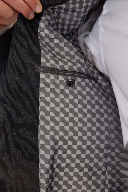 Men's Zebra Velvet Tuxedo Jacket - Jet Black | Ron Tomson