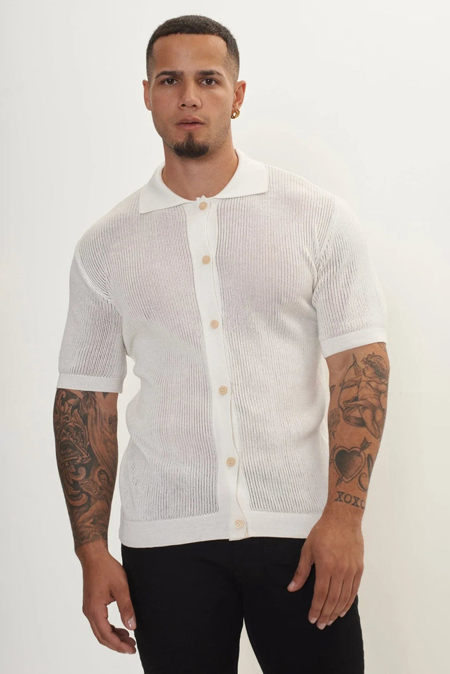Mesh Casual Shirt - Off-White
