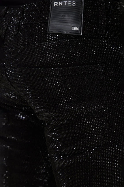 Men's Crystal Embellished Jeans - Black | Ron Tomson