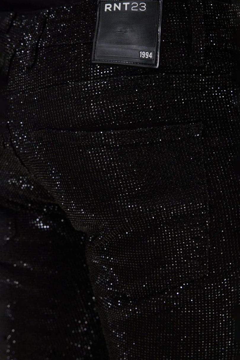 Men's Crystal Embellished Jeans - Black | Ron Tomson