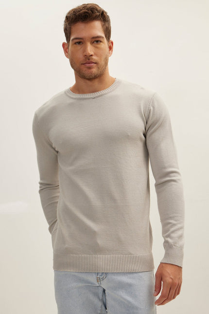 Men's Muscle Fit Viscose Sweater - Grey | Ron Tomson