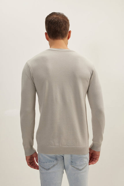 Men's Muscle Fit Viscose Sweater - Grey | Ron Tomson