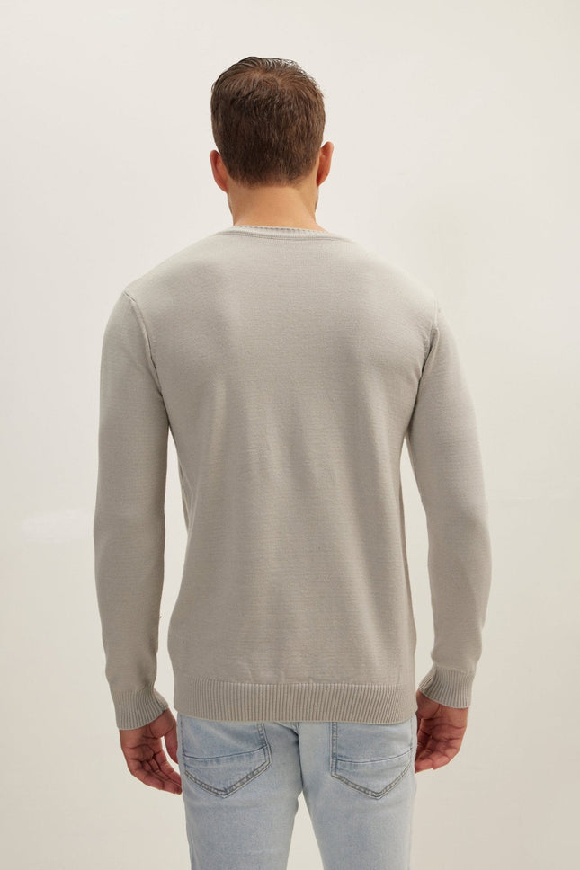Men's Muscle Fit Viscose Sweater - Grey | Ron Tomson