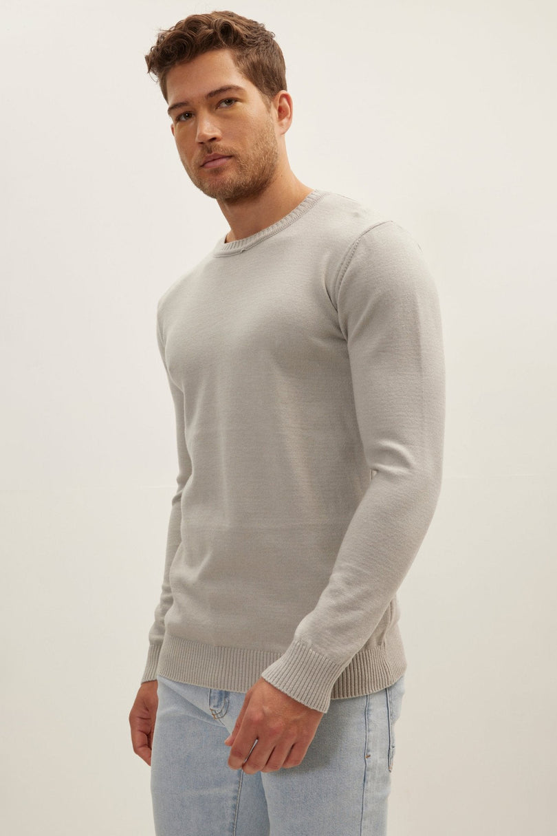 Men's Muscle Fit Viscose Sweater - Grey | Ron Tomson