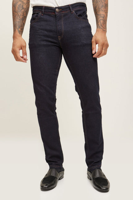 Tailored Inseam Stitch Jeans - Dark Blue