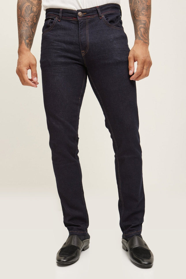 Tailored Inseam Stitch Jeans - Dark Blue