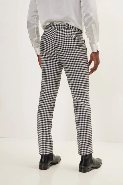 Men's Houndstooth Dress Pants - Black White | Ron Tomson