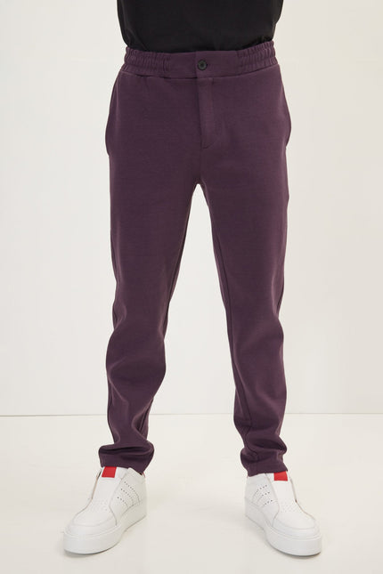 Men's Regular Drawstring Jogger Pants - Bordeaux | Ron Tomson