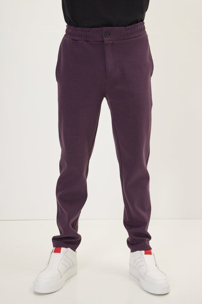 Men's Regular Drawstring Jogger Pants - Bordeaux | Ron Tomson