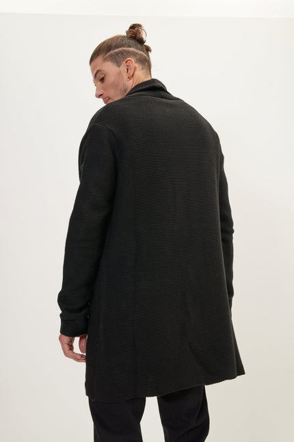 Men's Relaxed Shawl Collar Cardigan - Black | Ron Tomson