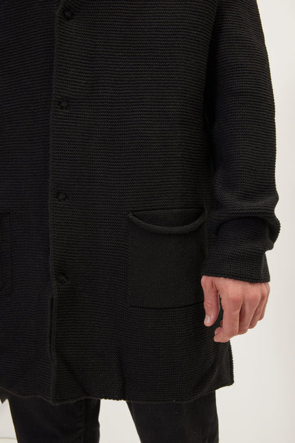Men's Relaxed Shawl Collar Cardigan - Black | Ron Tomson