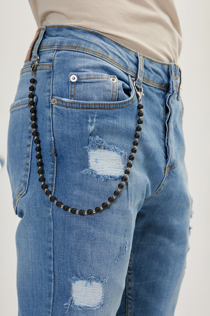 Men's Distorted Slim Fit Jeans - Dark Blue | Ron Tomson