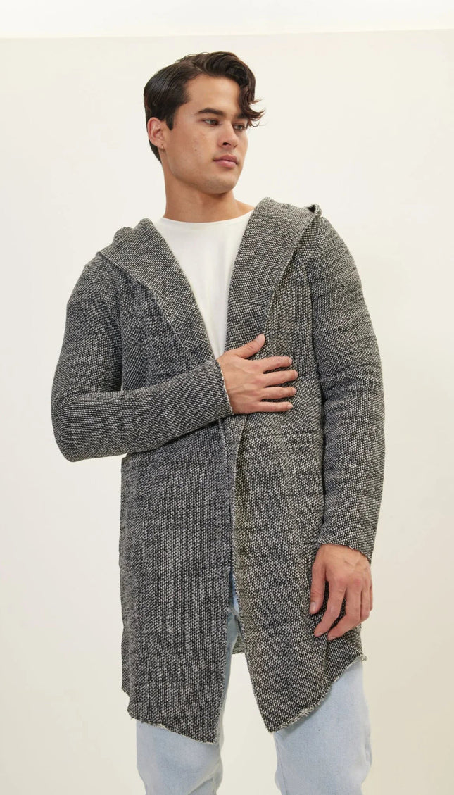 Hoodie Cardigan - Black White