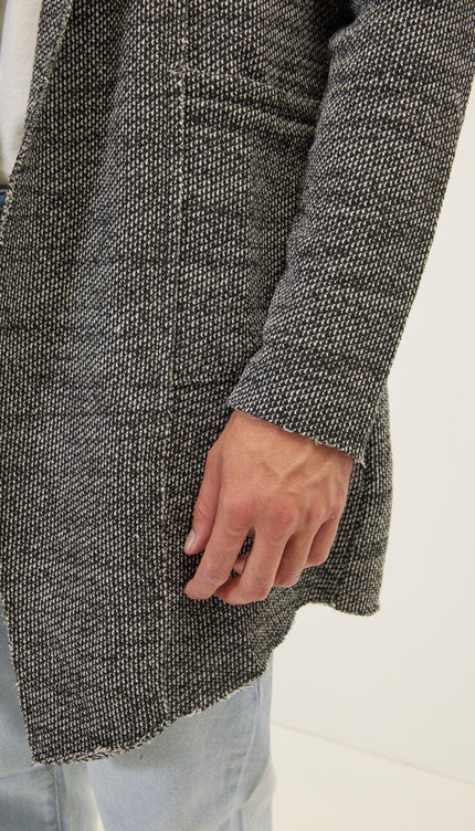 Hoodie Cardigan - Black White