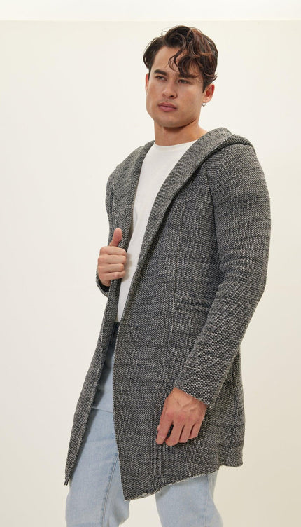 Hoodie Cardigan - Black White