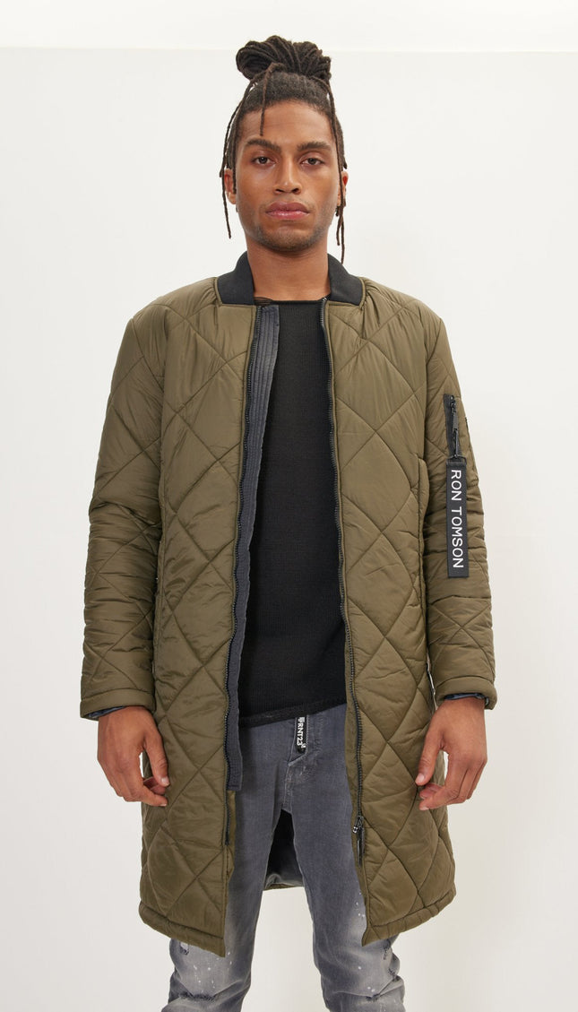 Light Quilted Puffer Coat - Olive