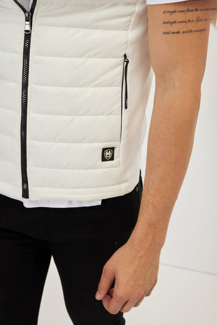Men's Quilted Puffer Vest - Off-White | Ron Tomson