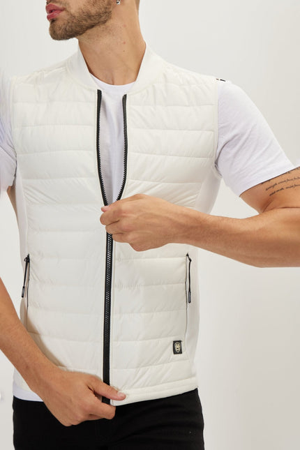 Men's Quilted Puffer Vest - Off-White | Ron Tomson