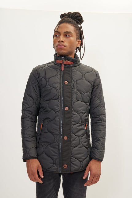 Men's Full-Zip Puffer Jacket - Black | Ron Tomson