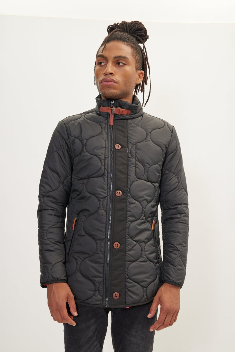 Men's Full-Zip Puffer Jacket - Black | Ron Tomson