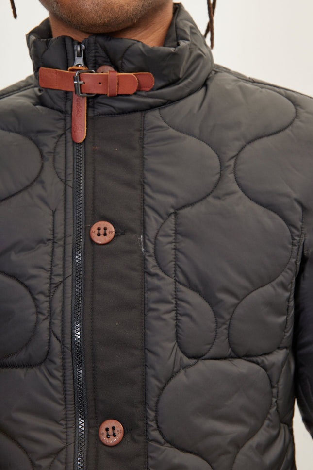 Men's Full-Zip Puffer Jacket - Black | Ron Tomson