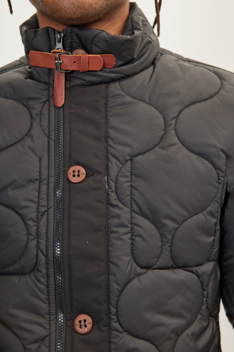 Men's Full-Zip Puffer Jacket - Black | Ron Tomson
