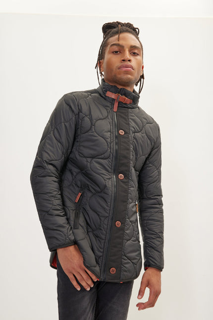 Men's Full-Zip Puffer Jacket - Black | Ron Tomson