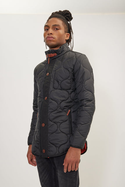 Men's Full-Zip Puffer Jacket - Black | Ron Tomson