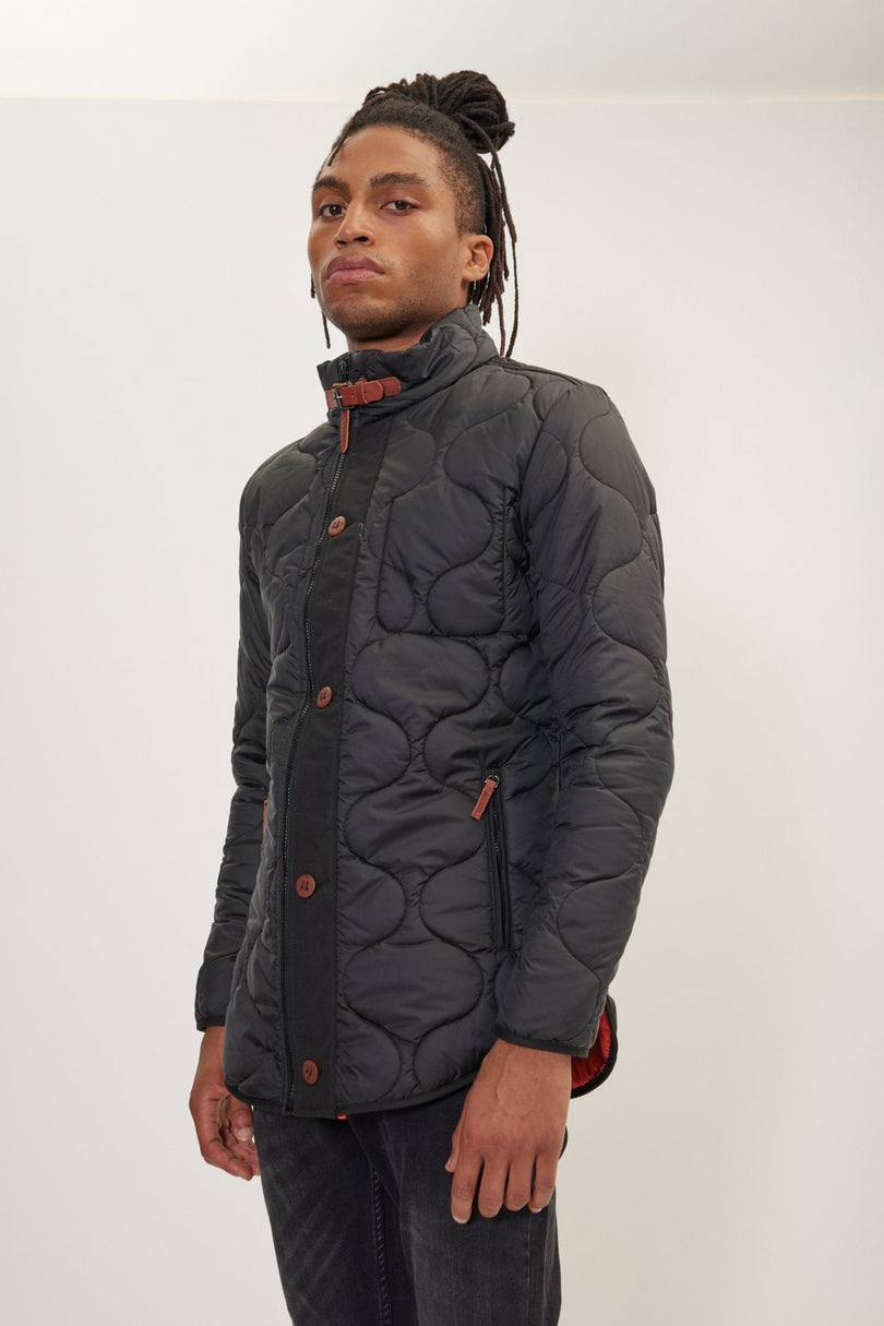 Men's Full-Zip Puffer Jacket - Black | Ron Tomson
