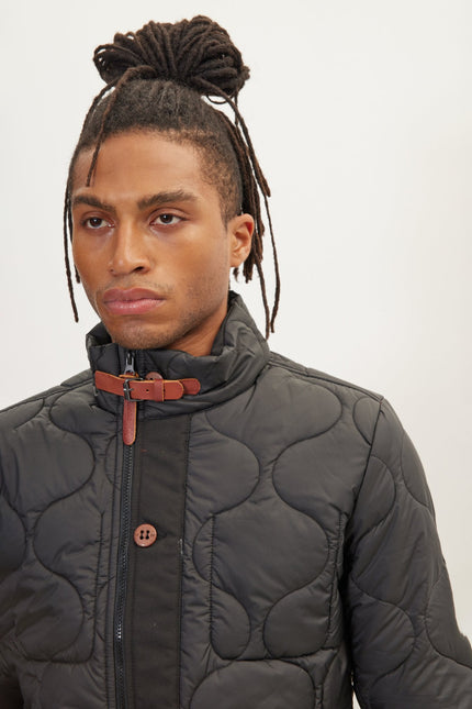 Men's Full-Zip Puffer Jacket - Black | Ron Tomson