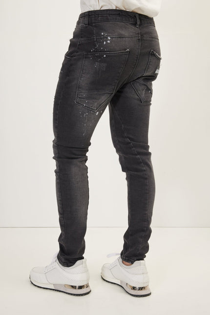 Men's Slim Ripped Denim Jeans - Black | Ron Tomson