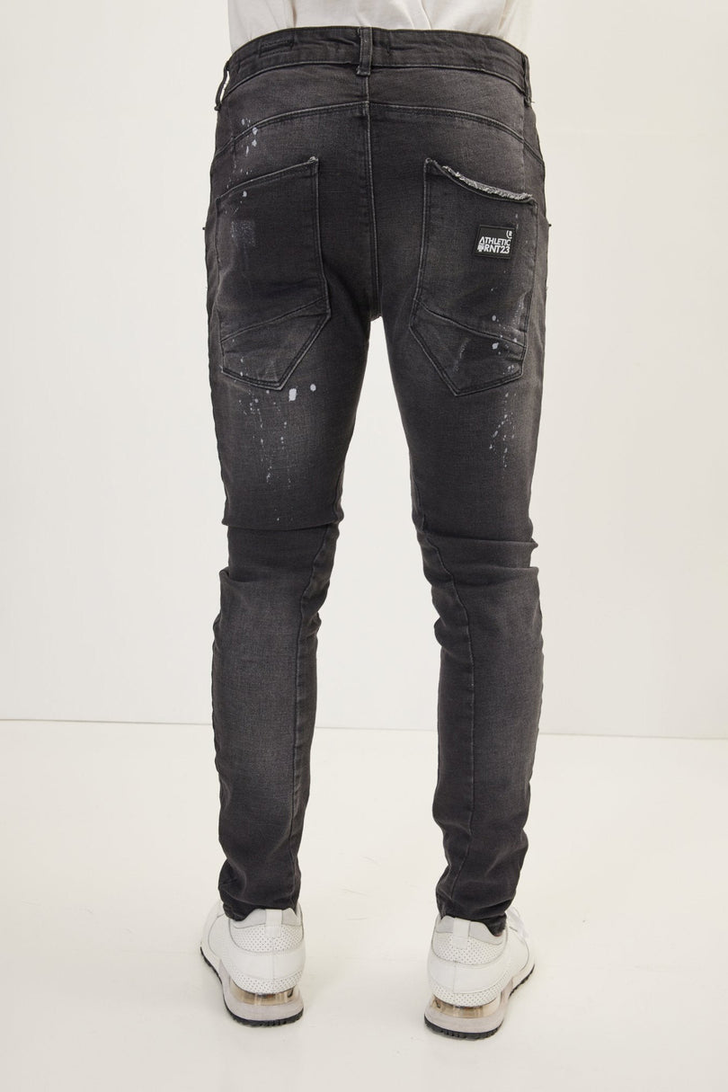 Men's Slim Ripped Denim Jeans - Black | Ron Tomson