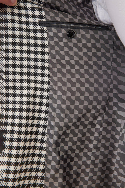 Men's Houndstooth Weaving Peak Lapel Suit With Black Pants | Ron Tomson