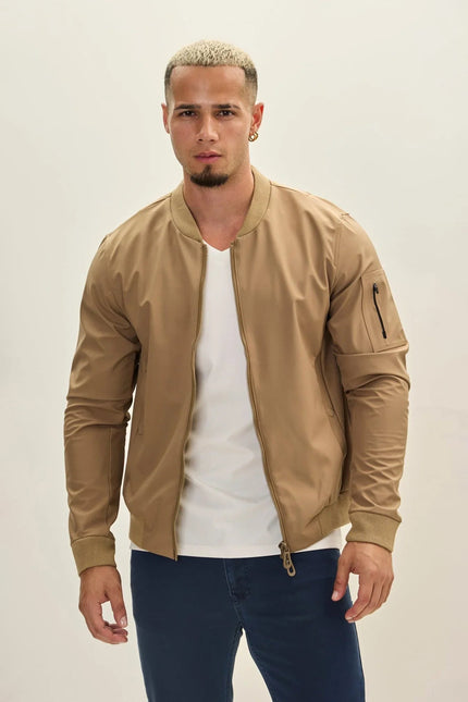 Men's Classic Lightweight Bomber Jacket - Camel | Ron Tomson