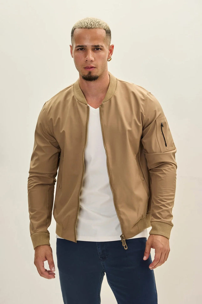 Men's Classic Lightweight Bomber Jacket - Camel | Ron Tomson