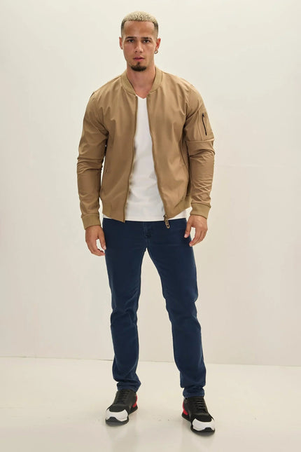 Men's Classic Lightweight Bomber Jacket - Camel | Ron Tomson