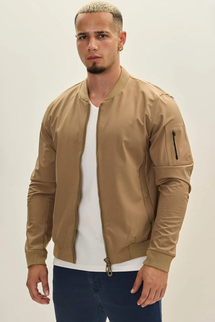 Men's Classic Lightweight Bomber Jacket - Camel | Ron Tomson